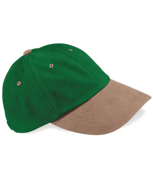 Beechfield Low-Profile Heavy Brushed Cotton Cap Forest/Taupe