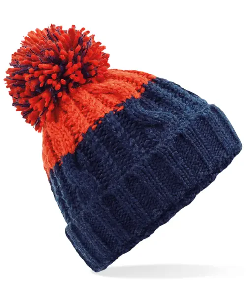 Beechfield Apres Beanie Oxford Navy/fire Red