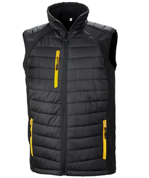 Result Compass Padded Softshell Gilet Black/yellow