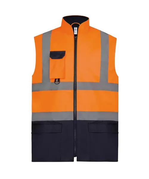 Yoko Hi-Vis Padded Bodywarmer (HV005) Orange/Navy