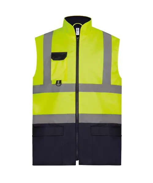 Yoko Hi-Vis Padded Bodywarmer (HV005) Yellow/Navy