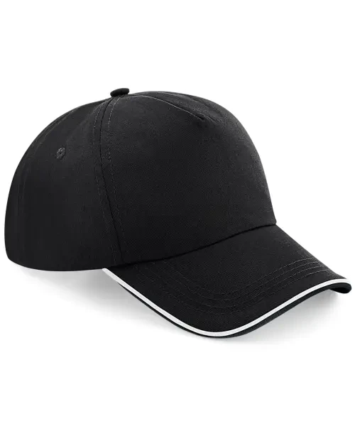 Beechfield Authentic 5-Panel Piped Peak Cap Black/White