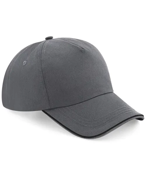 Beechfield Authentic 5-Panel Piped Peak Cap Graphite Grey/Black