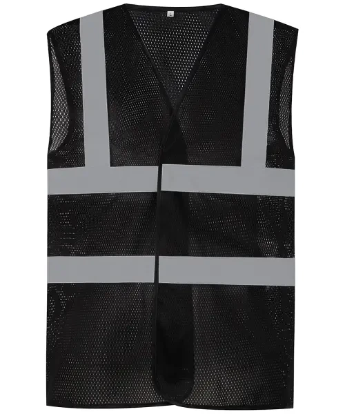 Yoko Top Cool Open Mesh 2 Band and Braces Waistcoat (HVW120) Black