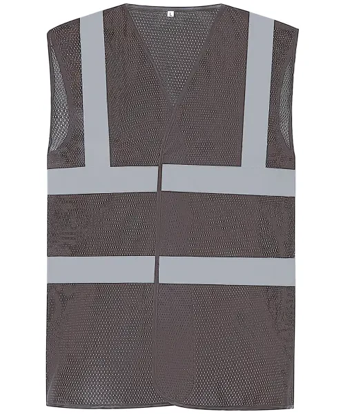 Yoko Top Cool Open Mesh 2 Band and Braces Waistcoat (HVW120) Grey