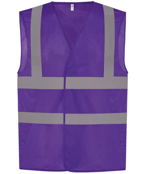 Yoko Top Cool Open Mesh 2 Band and Braces Waistcoat (HVW120) Purple