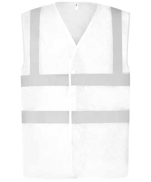 Yoko Top Cool Open Mesh 2 Band and Braces Waistcoat (HVW120) White