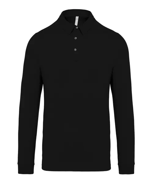 Kariban Jersey Knitted Long Sleeve Polo Shirt Black