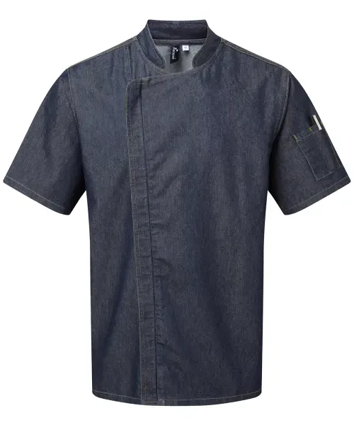 Premier Chef's Zip-close Short Sleeve Jacket Indigo Denim