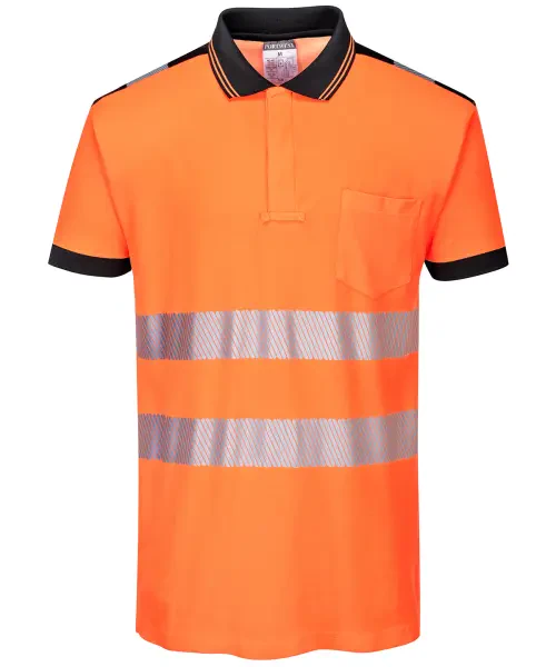 Portwest PW3 Hi-Vis Polo Shirt (T180) Orange/Black