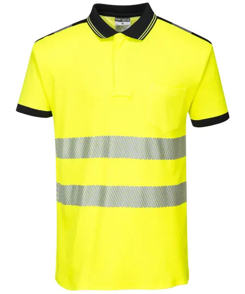 Portwest PW3 Hi-Vis Polo Shirt (T180) Yellow/Black