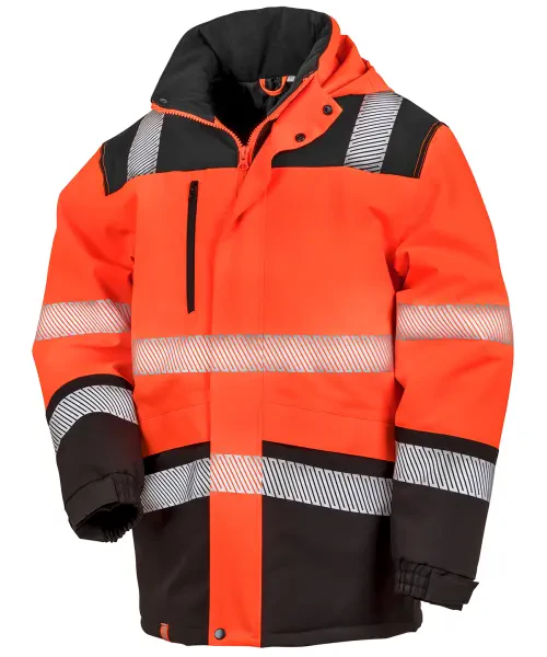 Result Printable Softshell Safety Coat Orange/Black