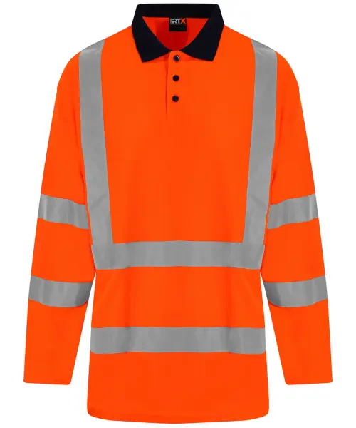 ProRTX High Visibility Long Sleeve Polo Orange/Navy