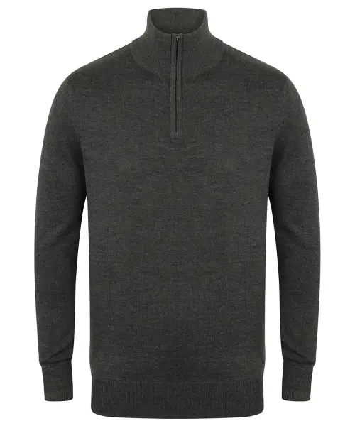 Henbury ¼ Zip Jumper Grey Marl