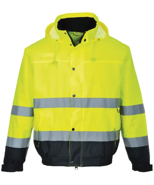 Portwest Hi-Vis Bomber Jacket (S463/S226) Yellow/Navy