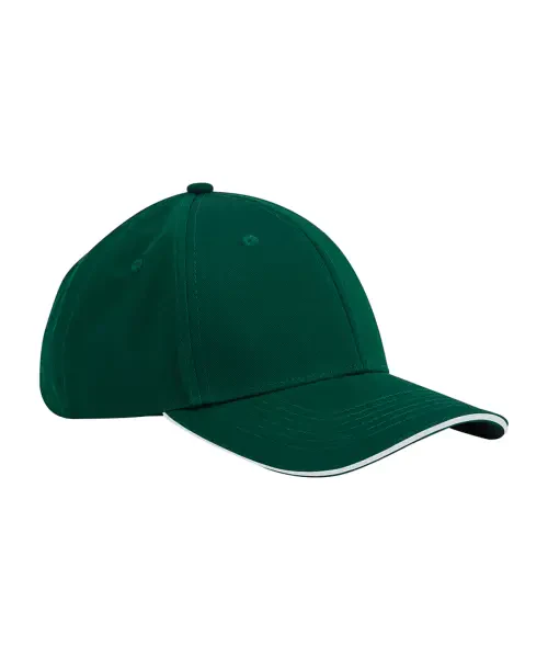 Beechfield Earthaware Classic Organic Cotton 6-Panel Sandwich Peak Cap Bottle Green/White