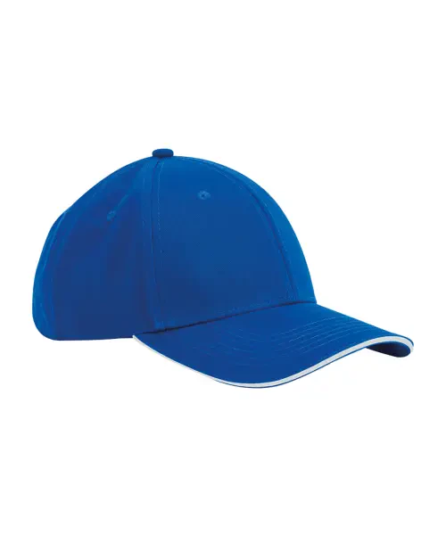 Beechfield Earthaware Classic Organic Cotton 6-Panel Sandwich Peak Cap Bright Royal/White