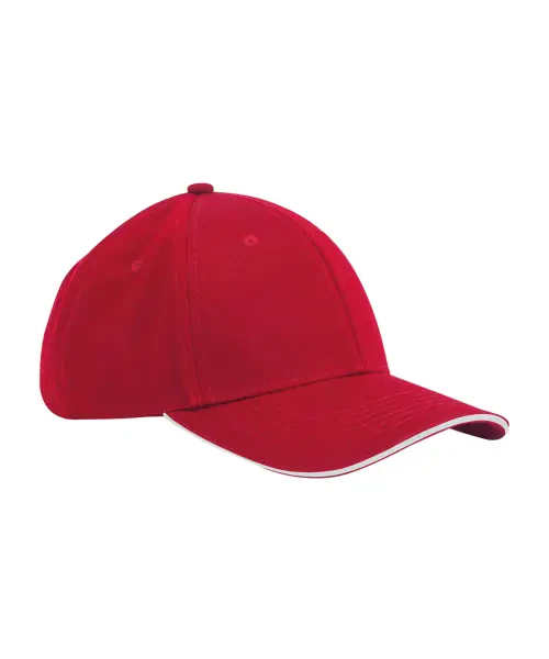 Beechfield Earthaware Classic Organic Cotton 6-Panel Sandwich Peak Cap Classic Red/White