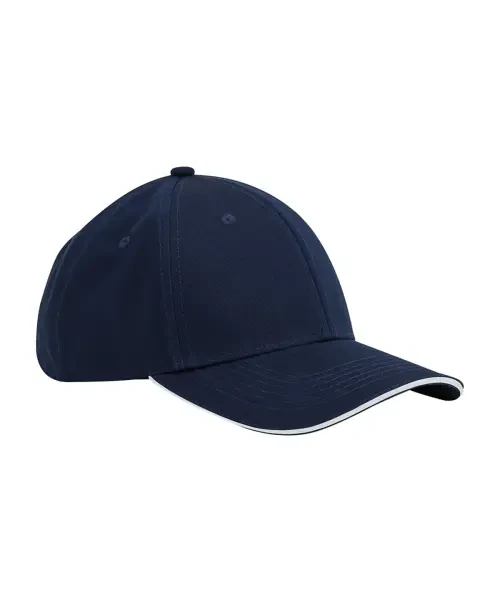 Beechfield Earthaware Classic Organic Cotton 6-Panel Sandwich Peak Cap French Navy/White