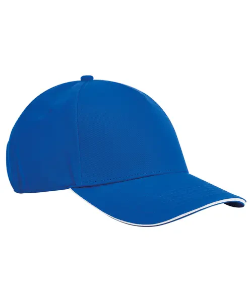 Beechfield Earthaware Classic Organic Cotton Sandwich Peak 5-Panel Cap Bright Royal/White