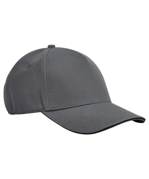 Beechfield Earthaware Classic Organic Cotton Sandwich Peak 5-Panel Cap Graphite Grey/Black