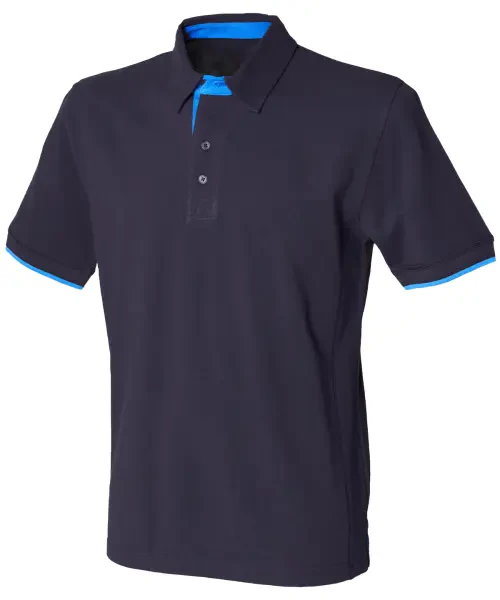 Front Row Contrast Piqué Polo Shirt Navy/Marine