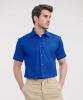 Russell Collection Short Sleeve Easycare Tailored Oxford Shirt Blue