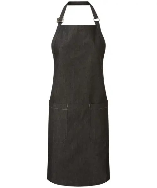 Premier Cotton Denim Bib Apron, Organic And Fairtrade Certified Black Denim