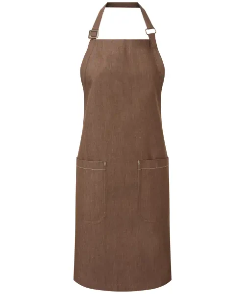 Premier Cotton Denim Bib Apron, Organic And Fairtrade Certified Brown Denim