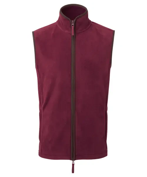 Premier Artisan Fleece Gilet Burgundy/brown