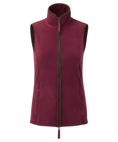 Premier Women’s Artisan Fleece Gilet Burgundy/brown