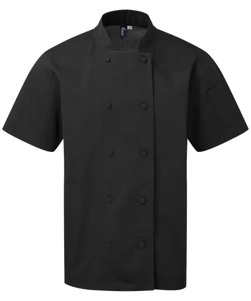 Premier Chefs Coolchecker Short Sleeve Jacket Black