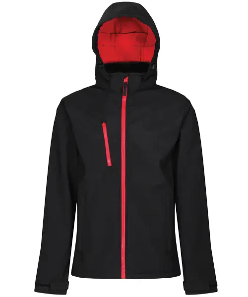 Regatta Venturer 3-layer Hooded Softshell Jacket Black/red