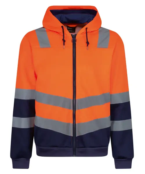 Regatta Pro Hi-Vis Full Zip Hoodie Orange/Navy