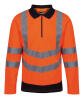 Regatta Pro Hi-Vis Long Sleeve Polo Shirt Orange/Navy