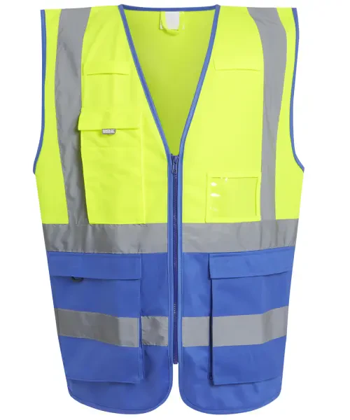 Regatta Pro Hi-Vis Executive Vest Yellow/Royal Blue