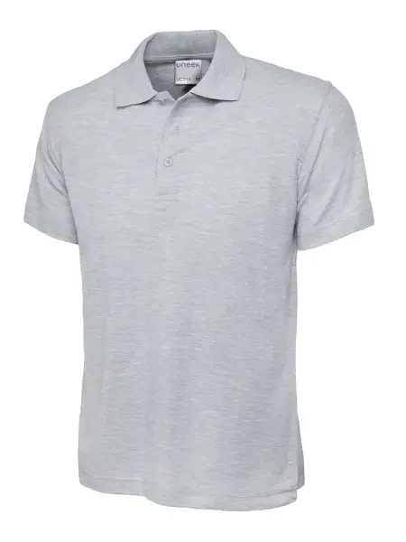 Uneek Mens Active Cotton Poloshirt Heather Grey