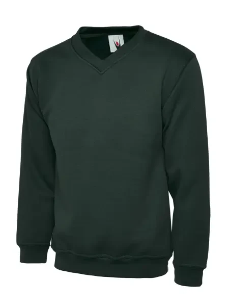 Uneek Classic V-neck Sweatshirt Bottle Green