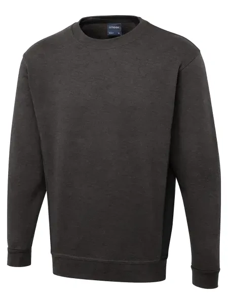 Uneek Two Tone Crew New Sweatshirt Charcoal/ Black