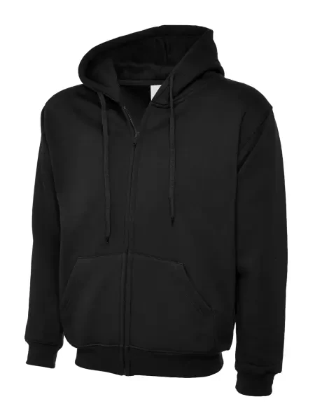 Uneek Adults Classic Full Zip Hooded Sweatshirt Black