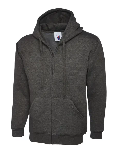 Uneek Adults Classic Full Zip Hooded Sweatshirt Charcoal