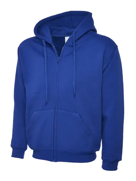 Uneek Adults Classic Full Zip Hooded Sweatshirt Royal