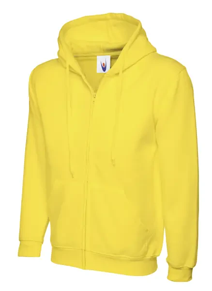 Uneek Adults Classic Full Zip Hooded Sweatshirt Yellow