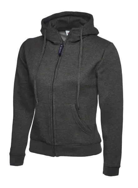 Uneek Ladies Classic Full Zip Hooded Sweatshirt Charcoal