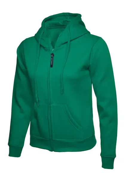 Uneek Ladies Classic Full Zip Hooded Sweatshirt Kelly Green