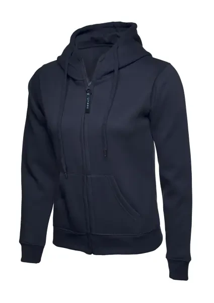 Uneek Ladies Classic Full Zip Hooded Sweatshirt Navy