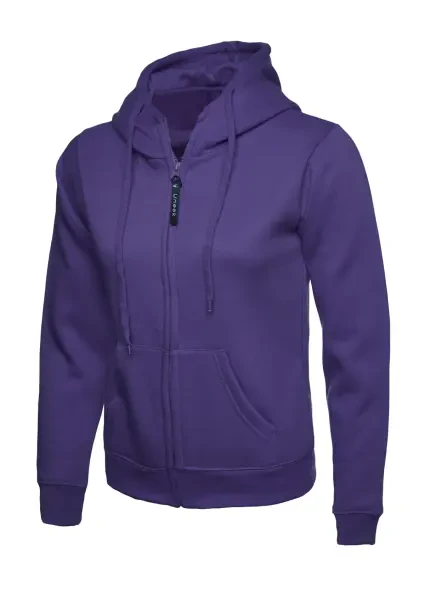 Uneek Ladies Classic Full Zip Hooded Sweatshirt Purple