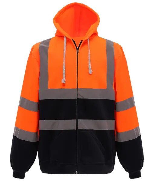 Yoko Hi-Vis Zip Hoodie (HVK07) Orange/Navy