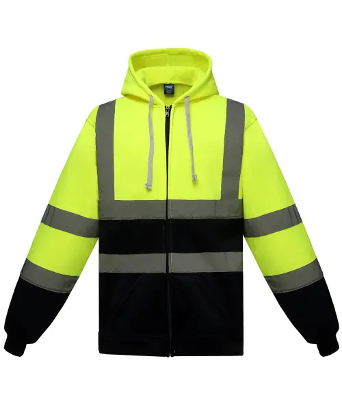 Yoko Hi-Vis Zip Hoodie (HVK07) Yellow/Navy