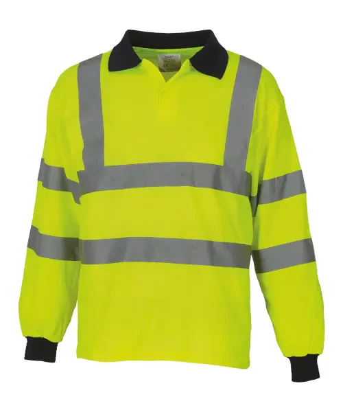 Yoko Hi-Vis Long Sleeve Polo (HVJ310) Yellow